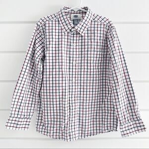 Old Navy Boys Plaid Long Sleeve Button Front Casual Dress Shirt Size S 6-7 white